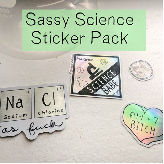 sassy science sticker pack (3 stickers)