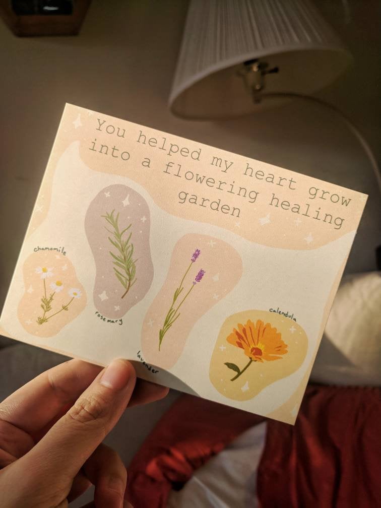 healing flower garden postcards - set of three